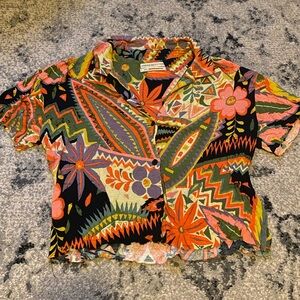 Super funky trippy colorful multi-coloured button up shirt urban outfitters